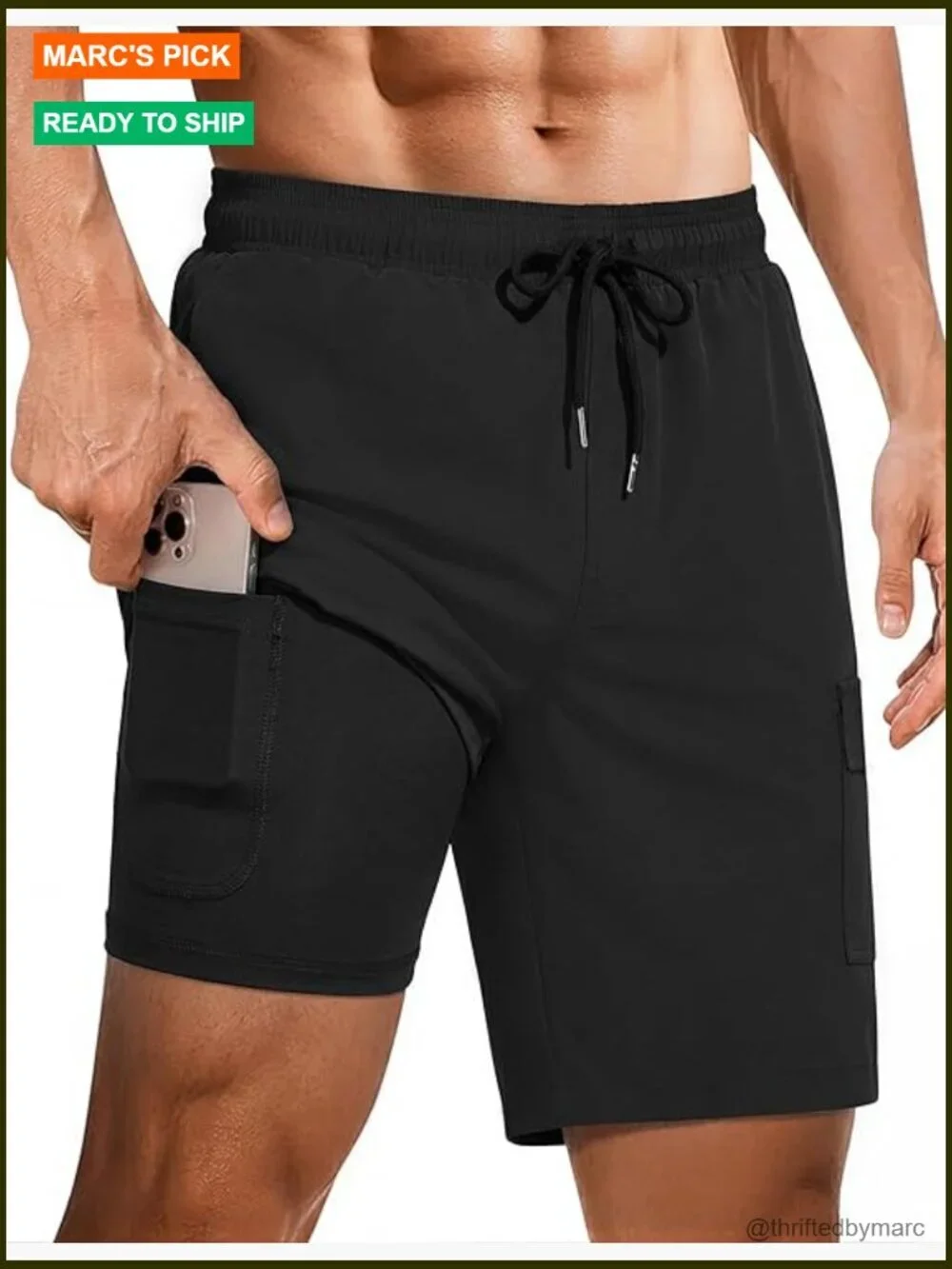 Mens Swim Trunks 9 Inch with Compression Liner Quick Dry Board Shorts with